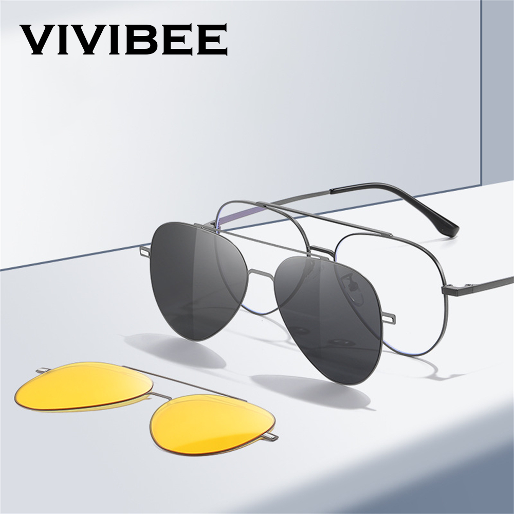 Sunglasses Aviator Polarized - VIVIBEE Clip polarizzata magnetica per aviazione